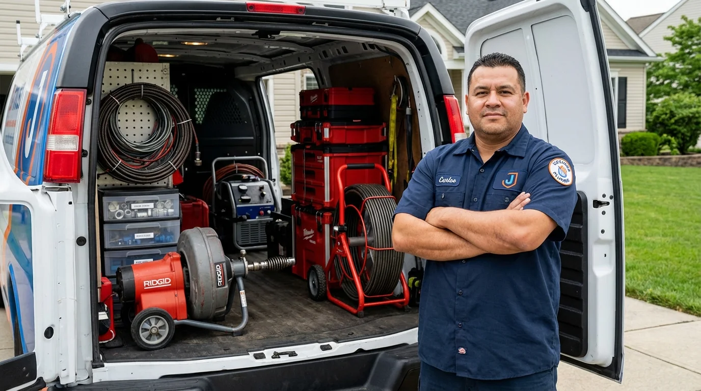Professional drain cleaning equipment and Johns Plumbing LLC plumber in Marshall