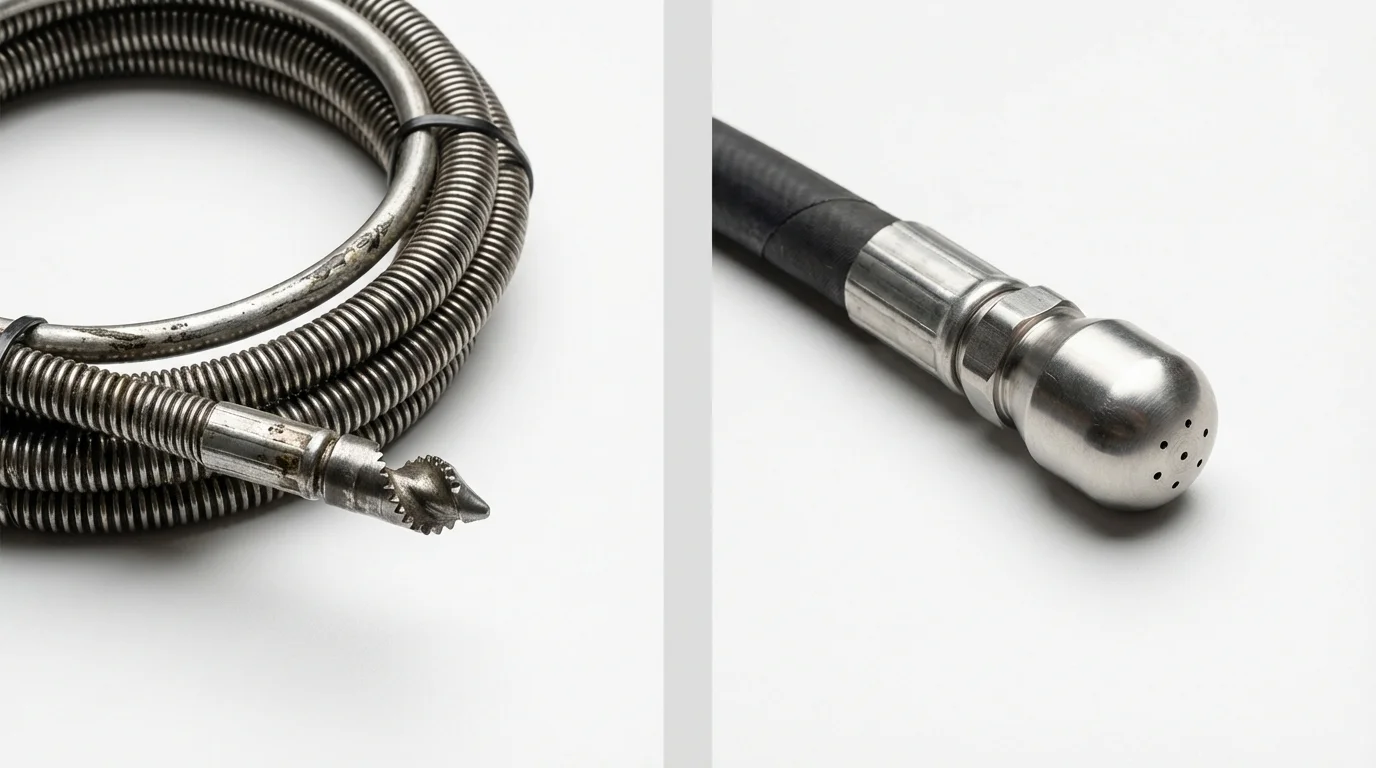 Drain snake cable and hydro jetting nozzle used for drain cleaning in Marshall, MN