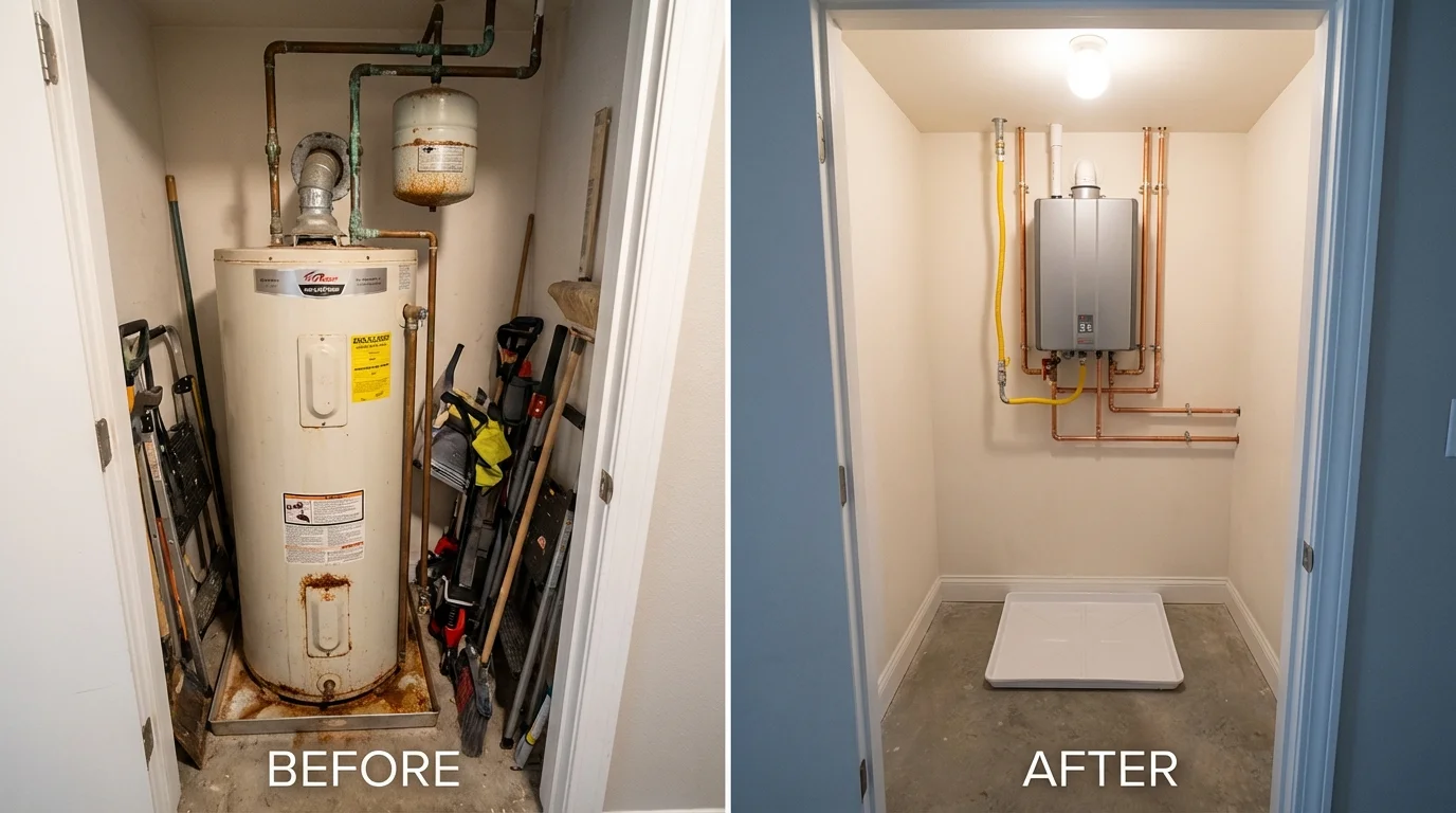 Tank water heater versus wall-mounted tankless unit comparison for Marshall, MN homeowners
